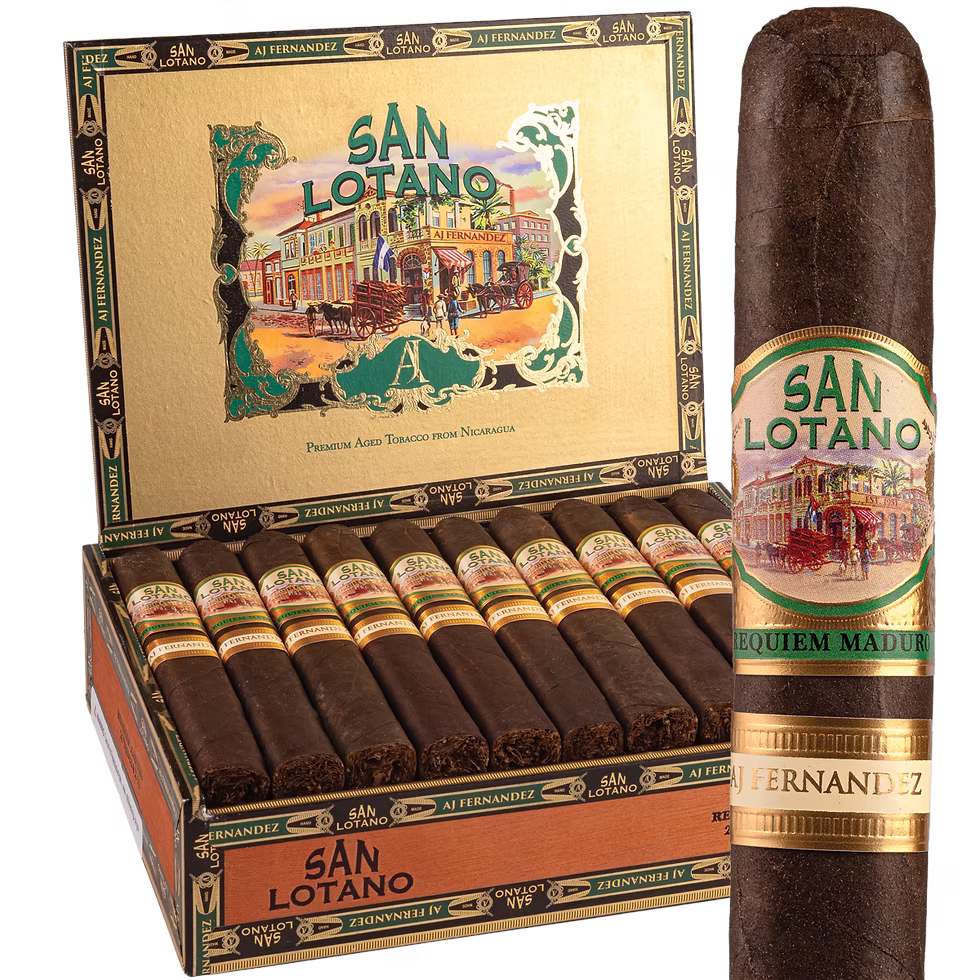 San Lotano Requiem Maduro cigar box and single cigar